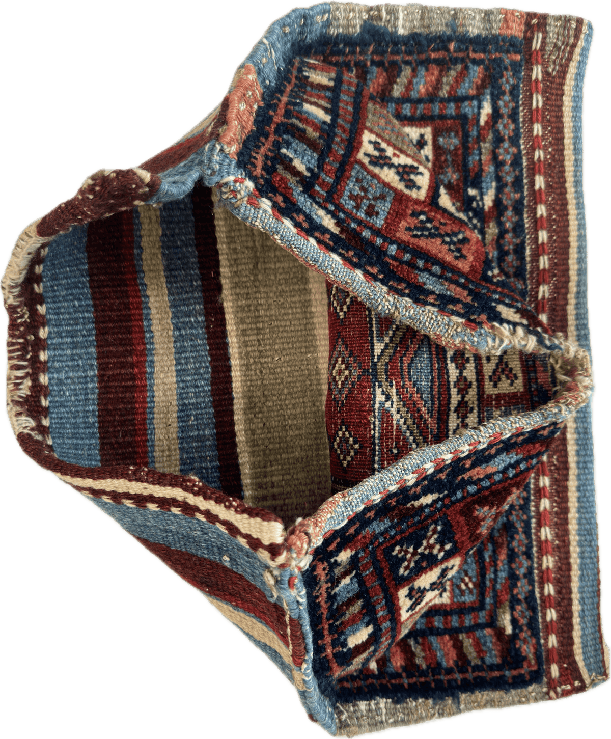 Antique Caucasian Bagface 18" x 26", Hand-Knotted Wool, c. 1900