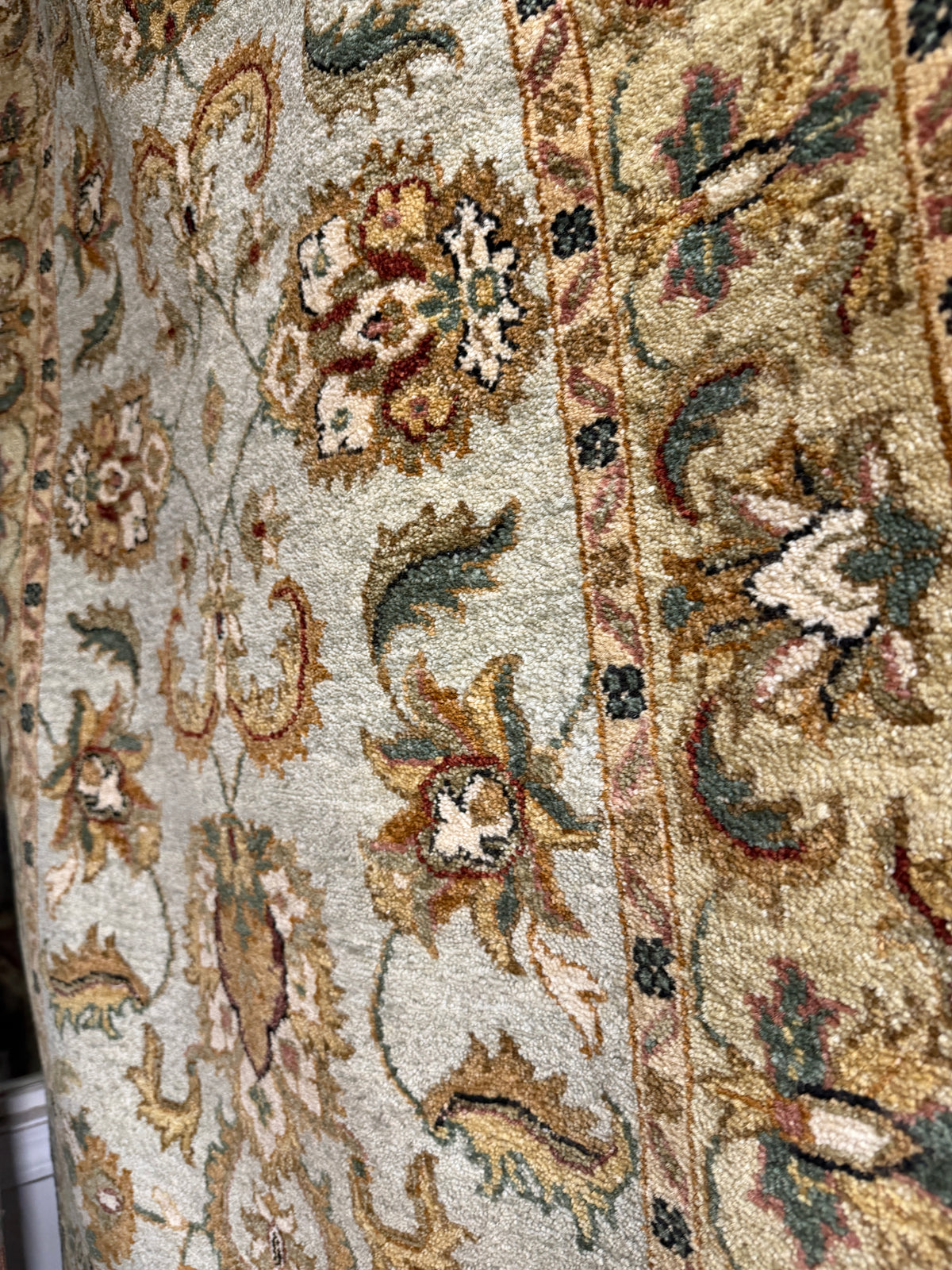 Traditional Area Rug 3x5, Ivory, Gold & Olive Green, Wool, view 2