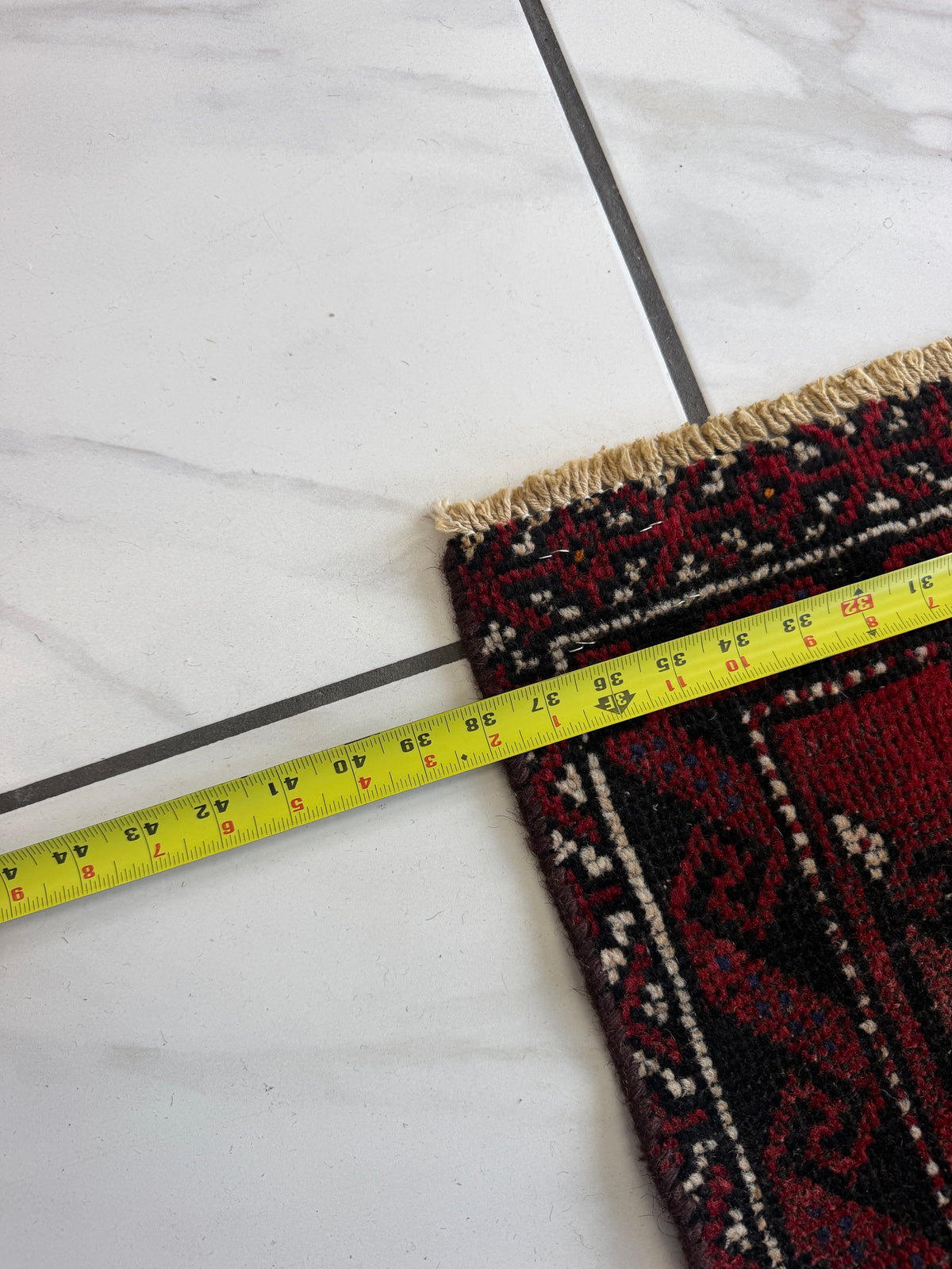 Baluch prayer rug measured width | 3 ft 2 in end | uneven handmade size