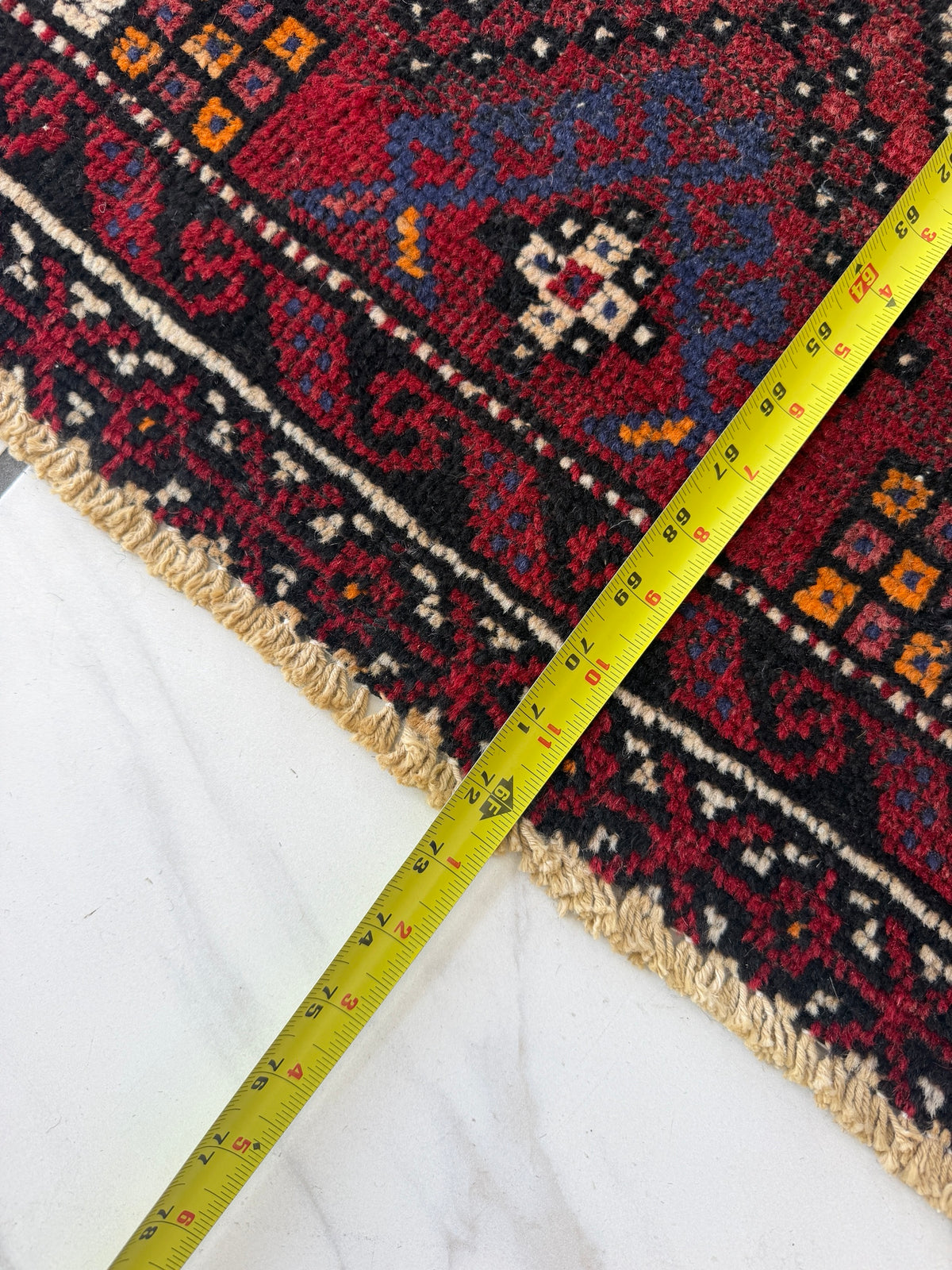 Baluch prayer rug measured length | 6 ft | vintage tribal rug