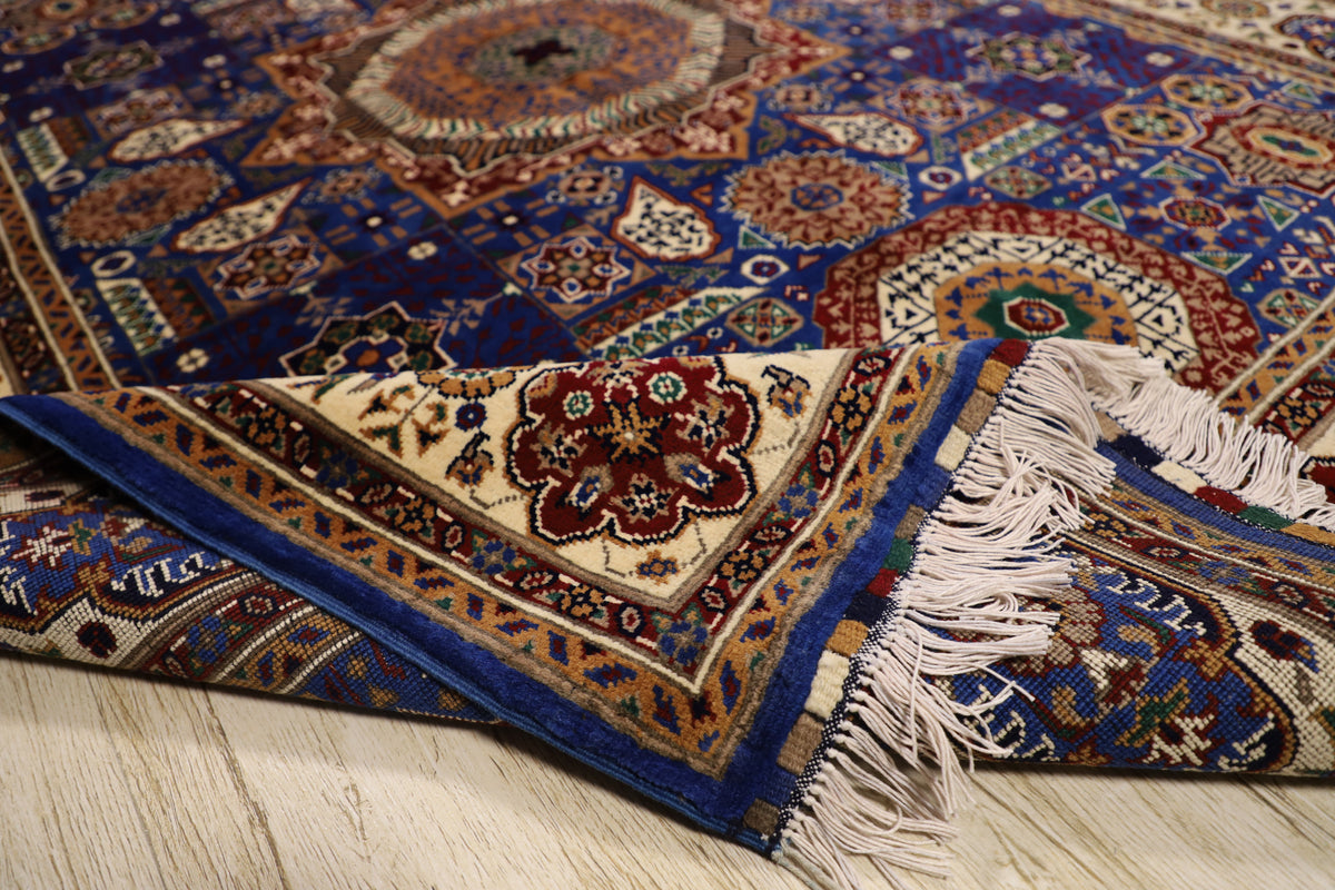 Afghani Rug 5x8 size range tribal Blue Beige laid flat