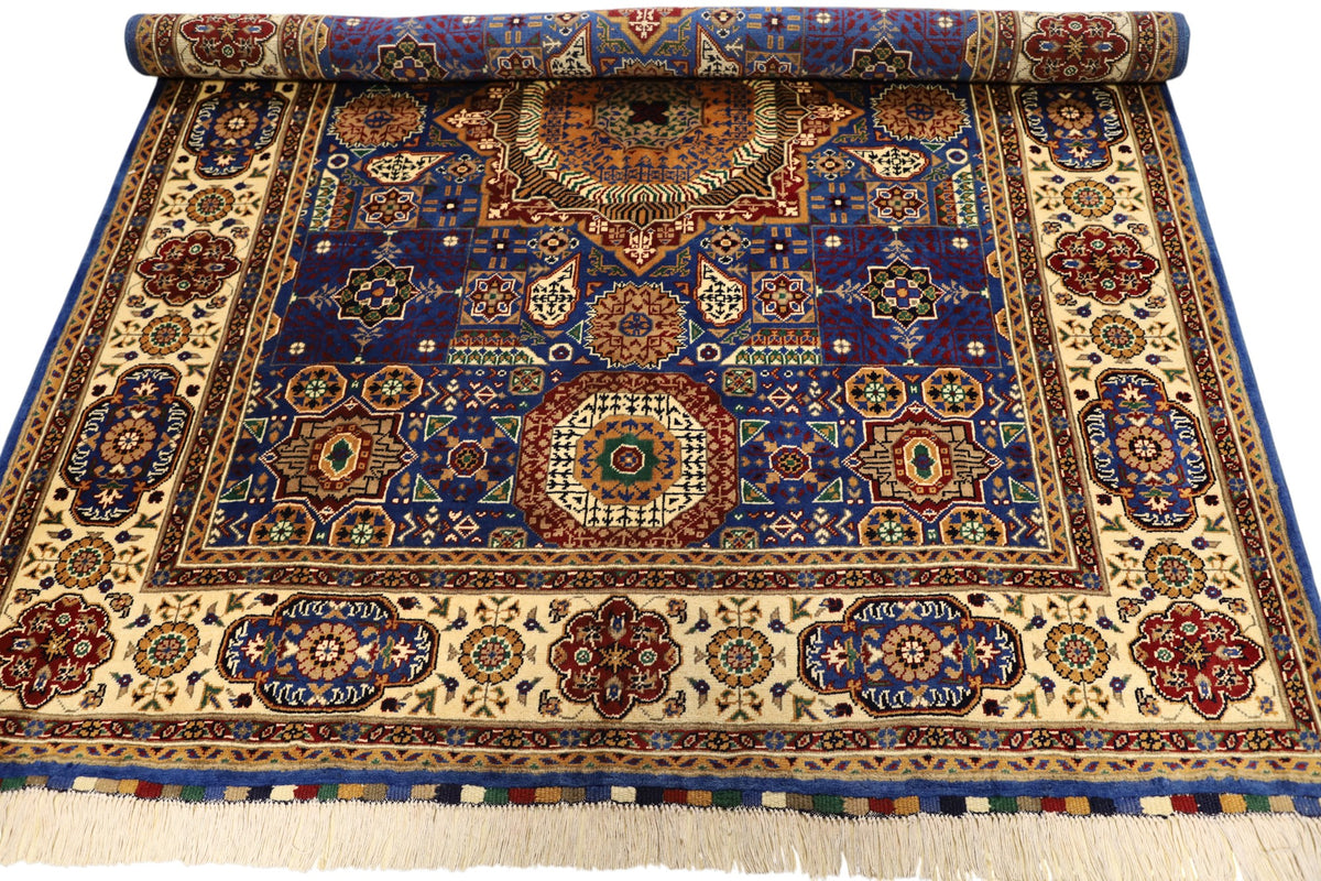 Afghani Rug 5x8 size range tribal Blue Beige laid flat