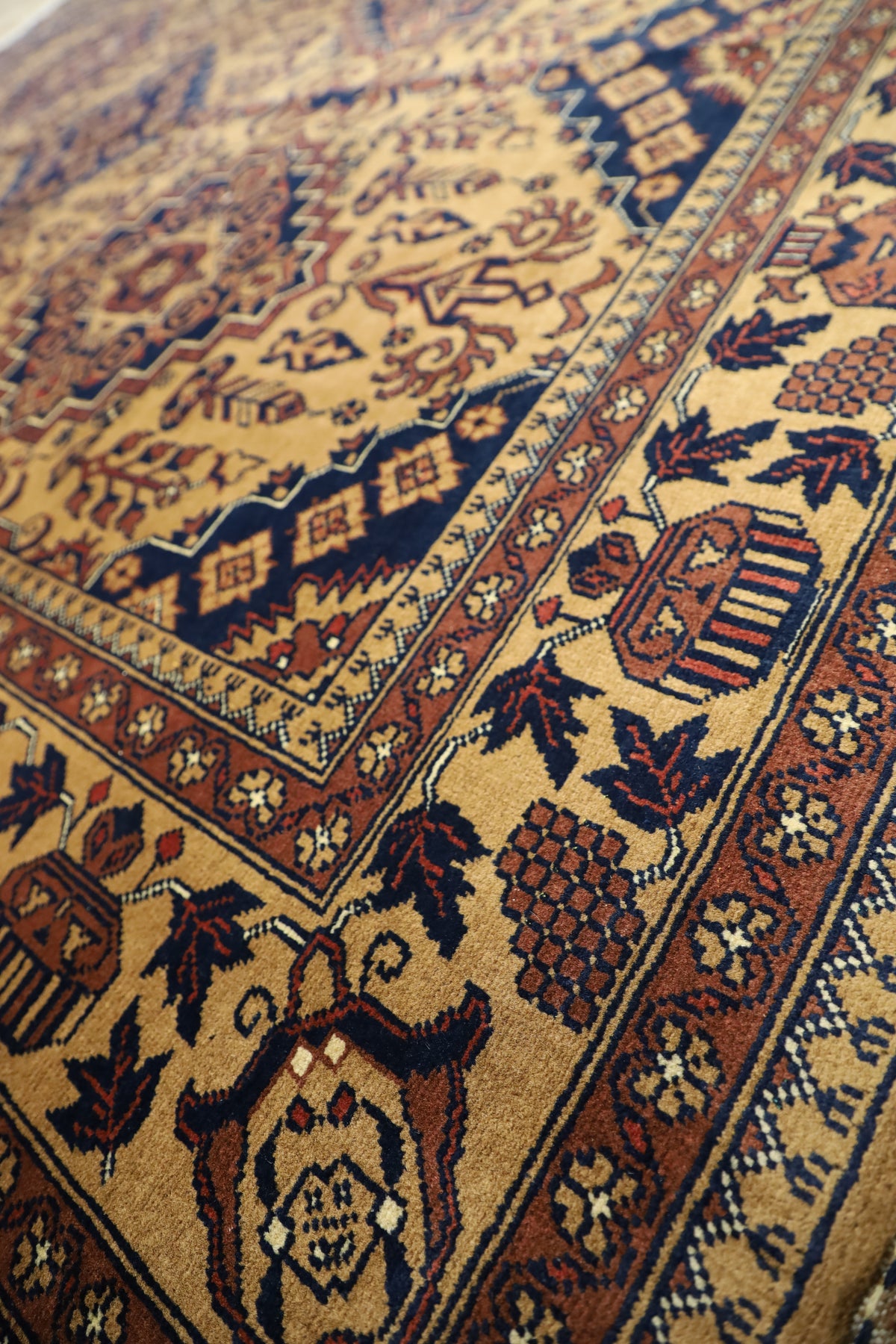 Afghan Zerkhaki Rug 5'8" x 7'8", Hand-Knotted Wool, Brown, view 5