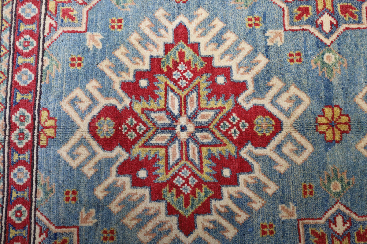 Afghani Rug 4x6 size range tribal Red Blue laid flat
