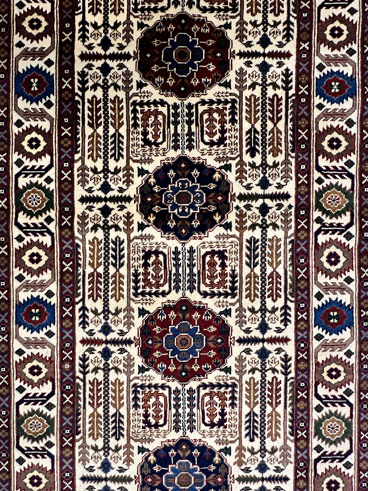 Afghan Gandom Runner 3'2" x 13'4", Hand-Knotted Wool, Beige, view 4