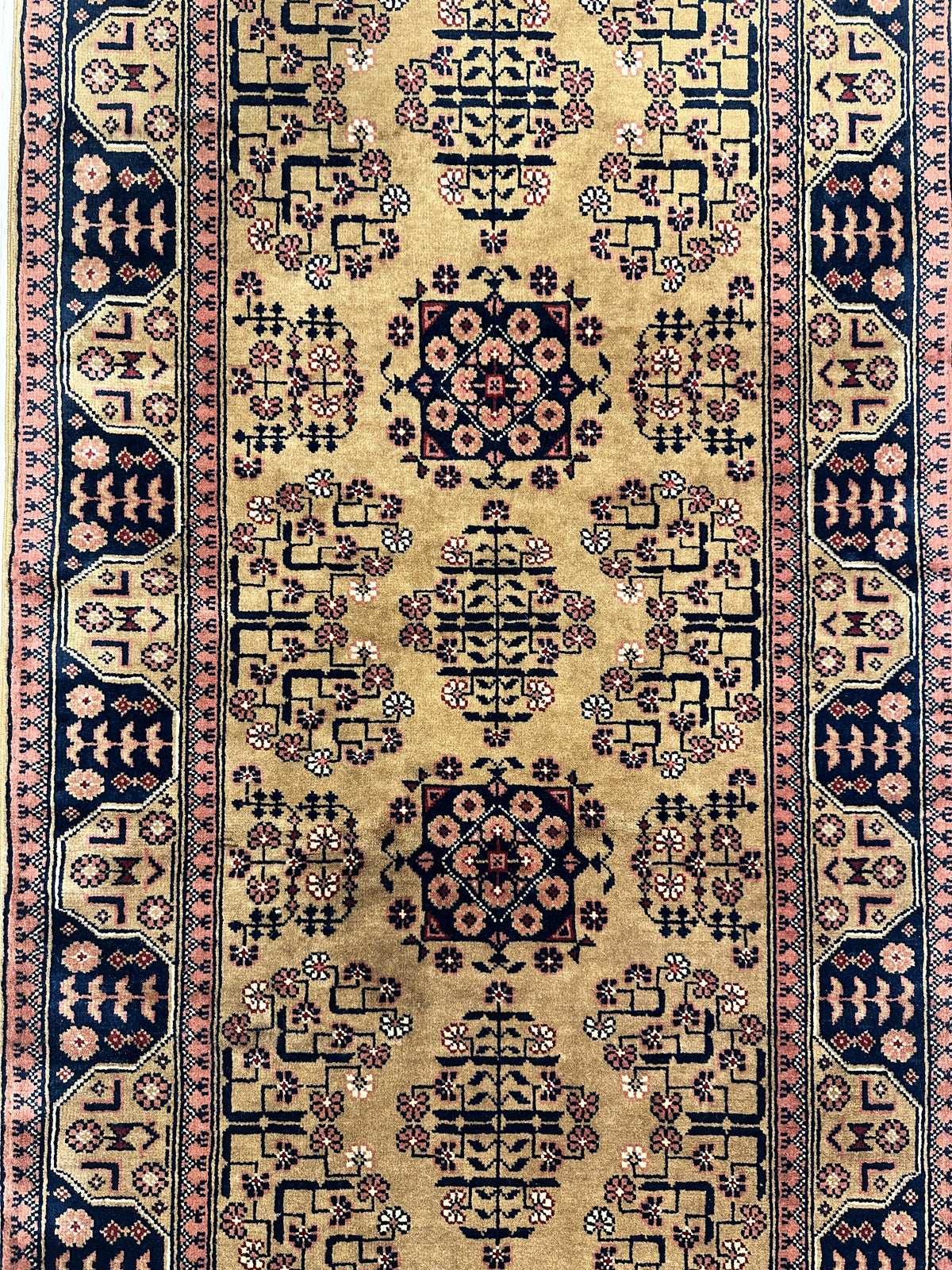 Afghan Bukhara Runner 2'7" x 9'8", Hand-Knotted Wool, Brown, view 6