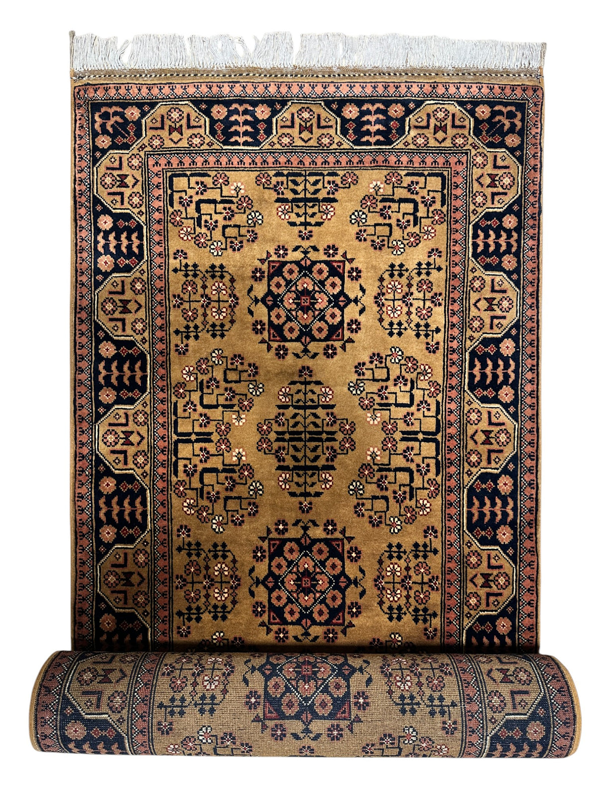 Afghan Bukhara Runner 2'7" x 9'8", Hand-Knotted Wool, Brown, view 8