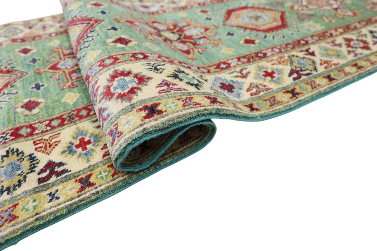 Afghan Kazak Runner 2'9" x 9'2", Hand-Knotted Wool, Red, view 5