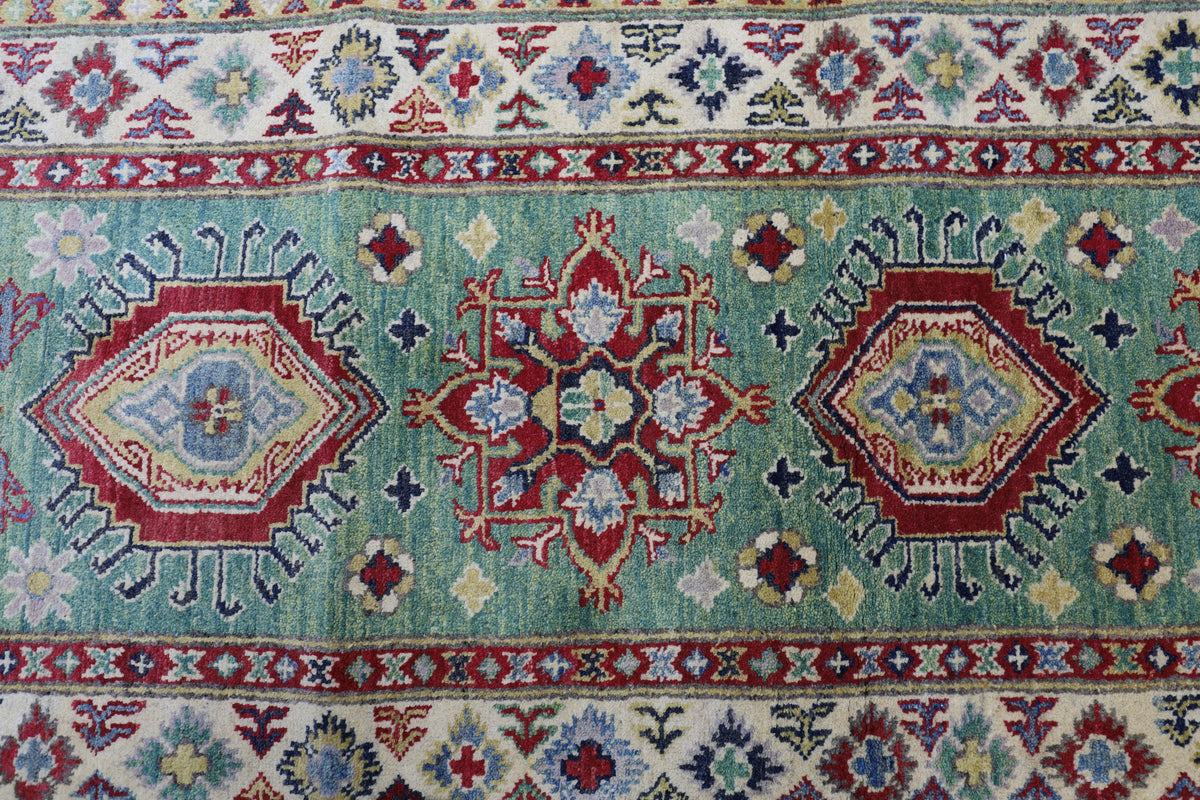 Afghan Kazak Runner 2'9" x 9'2", Hand-Knotted Wool, Red, view 4