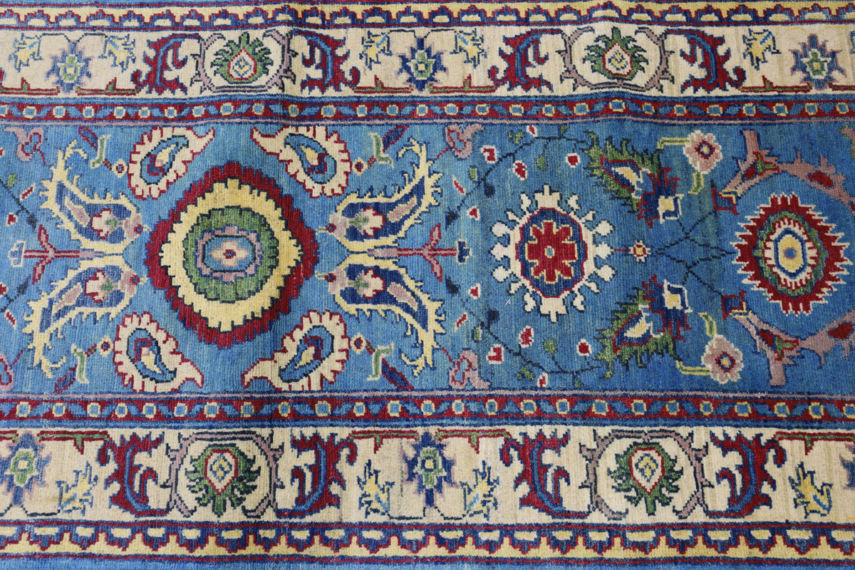 Afghani Runner runner size range floral Blue Cream laid flat