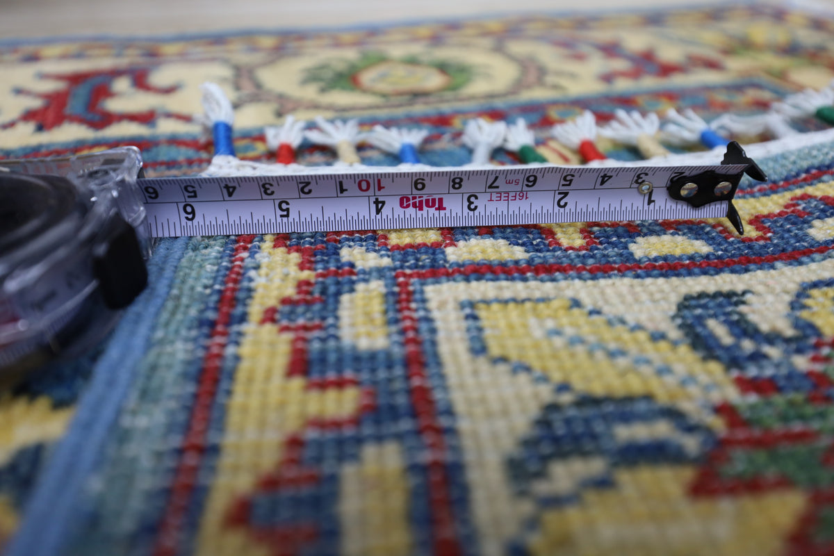 Afghani Runner runner size range floral Blue Cream laid flat