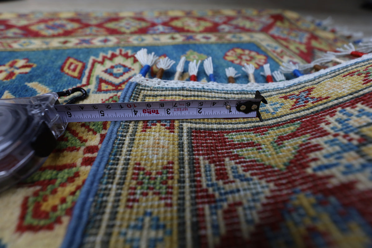Afghan Kazak Runner 2'7" x 13'1", Hand-Knotted Wool, view 6
