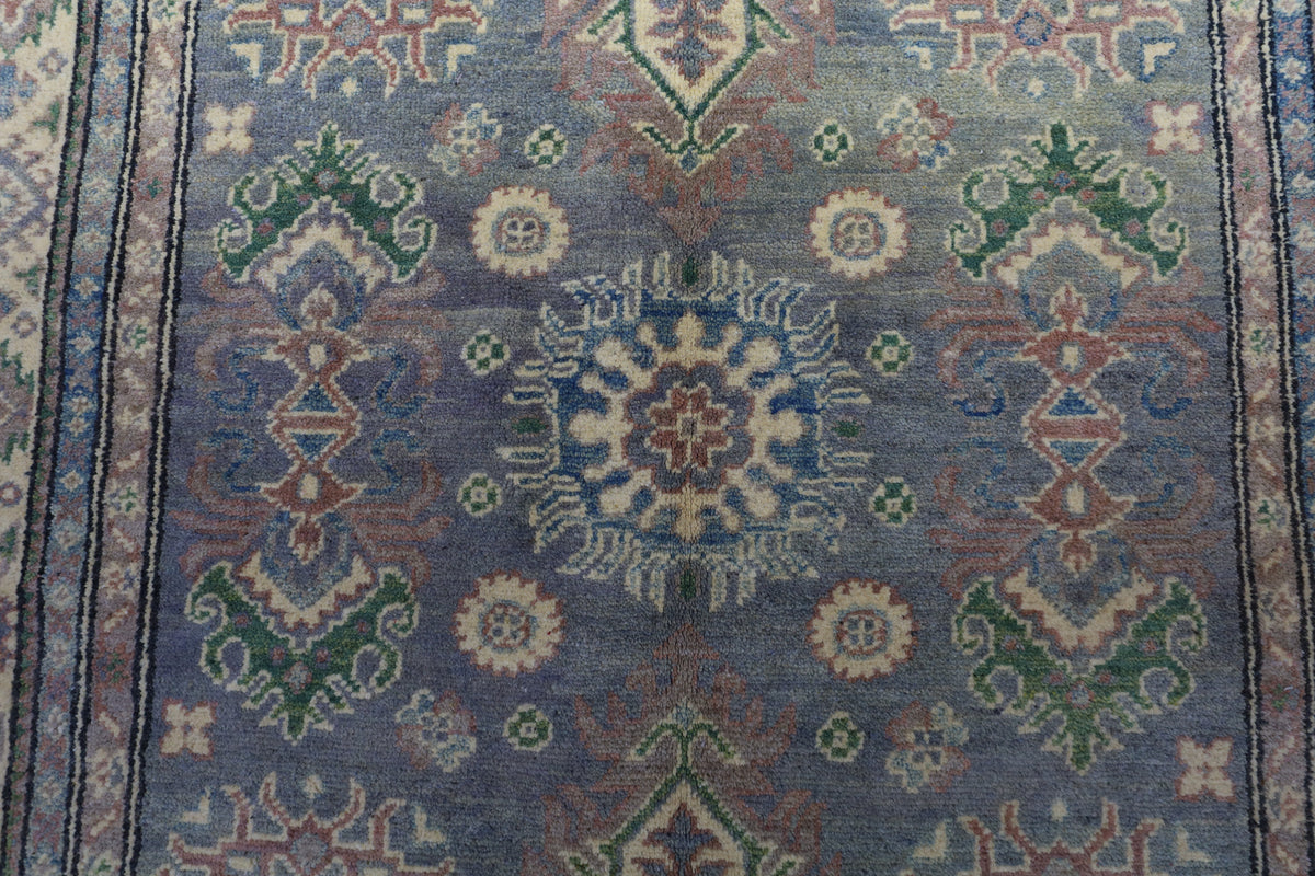 Afghan Kazak Rug 4x6, Gray, Beige & Rust, Hand-Knotted Wool, view 6