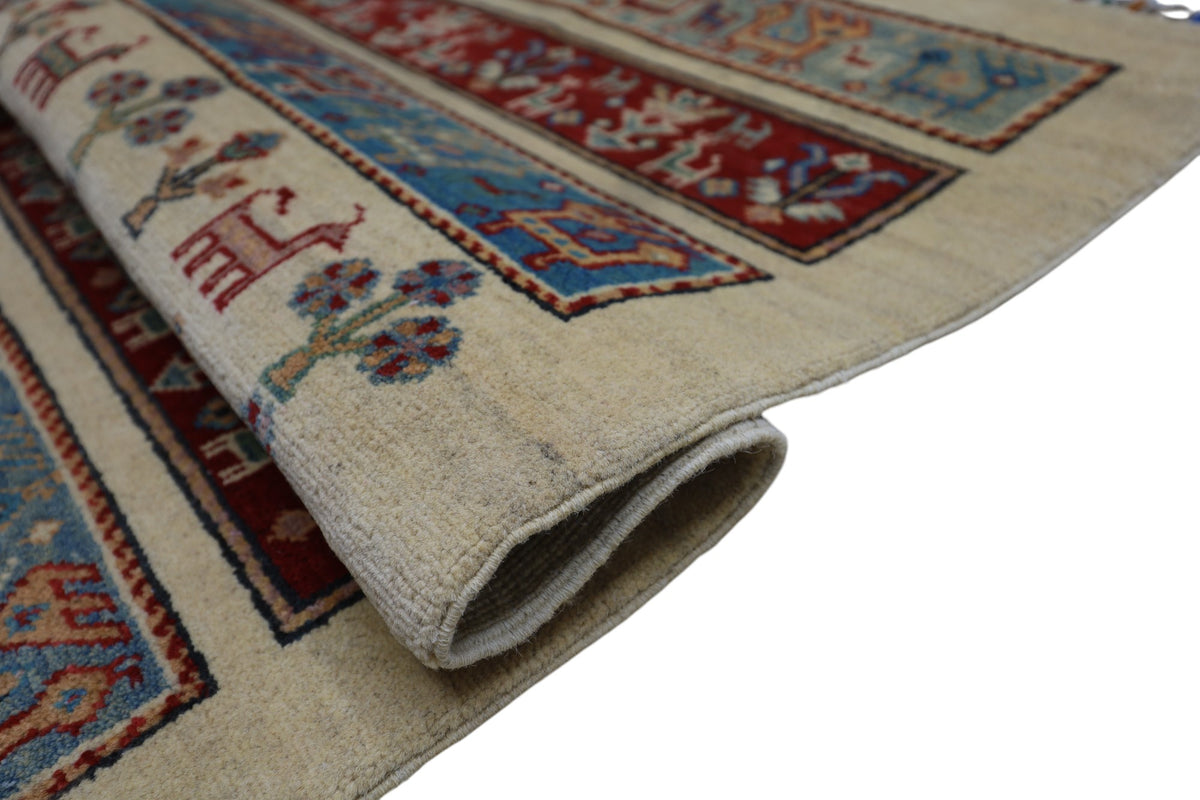 Afghani Rug 3x5 size range tribal Cream laid flat