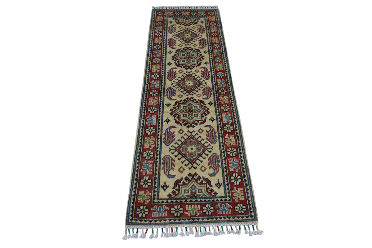 Afghani Rug 2x6 size range tribal Cream laid flat