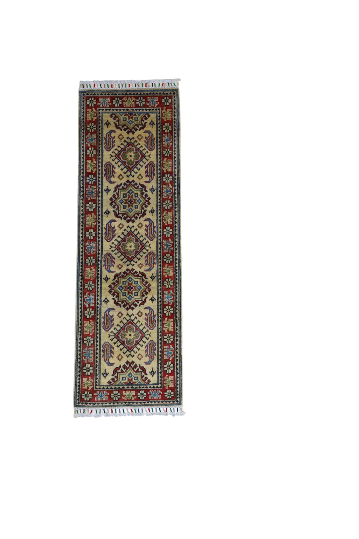 Afghani Rug 2x6 size range tribal Cream laid flat