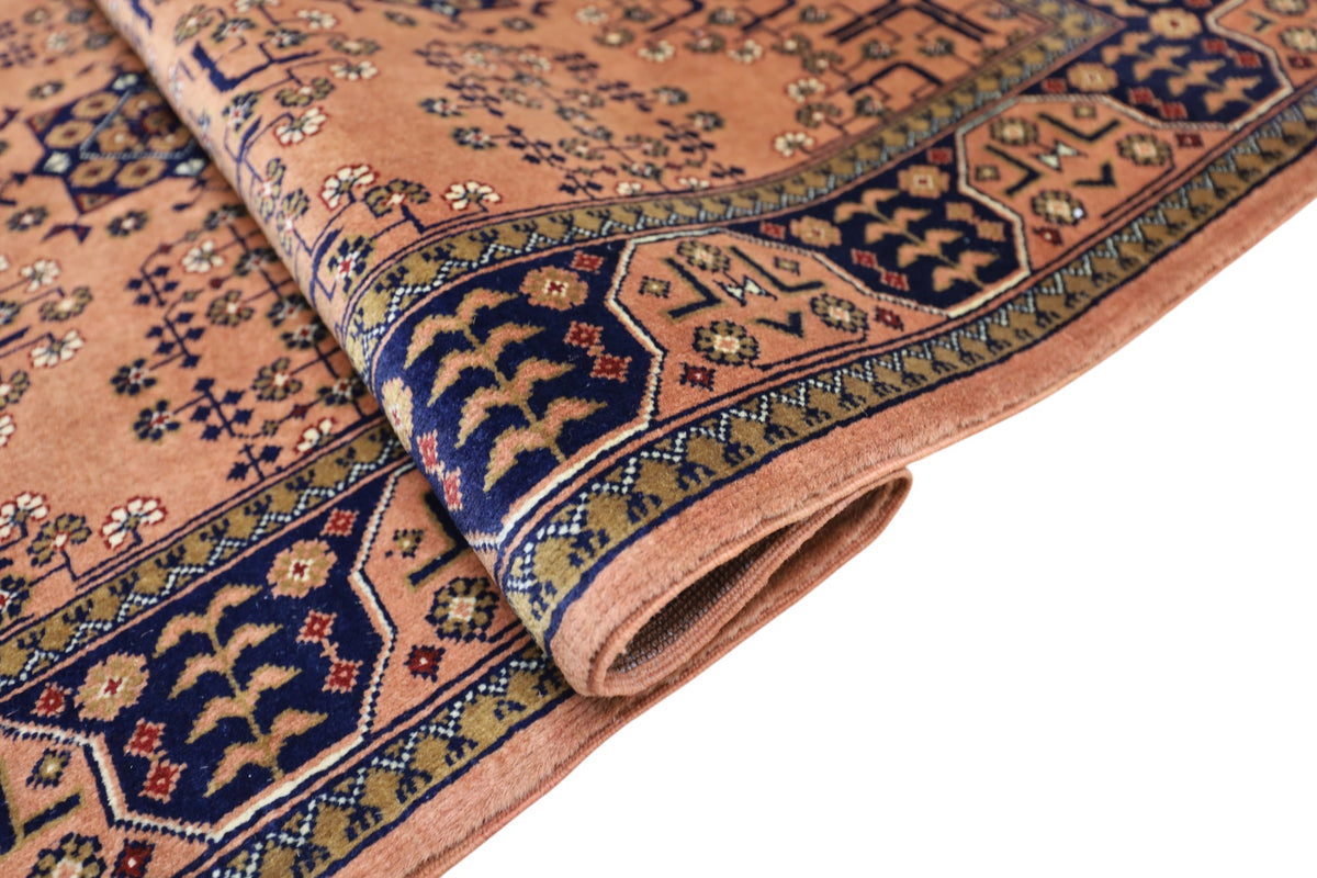 Afghan Bukhara Rug 3'5" x 4'9", Hand-Knotted Wool, Brown, view 5
