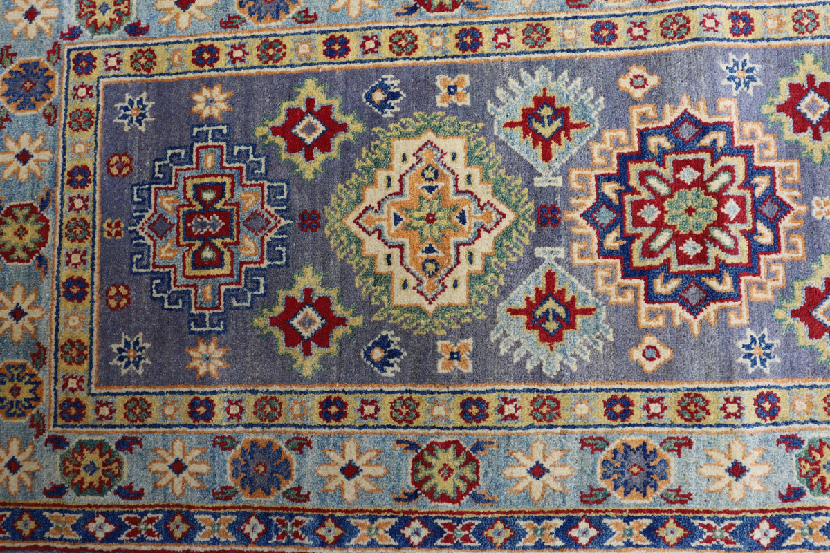 Afghan Kazak Runner 2'7" x 12'11", Hand-Knotted Wool, Gray, view 4