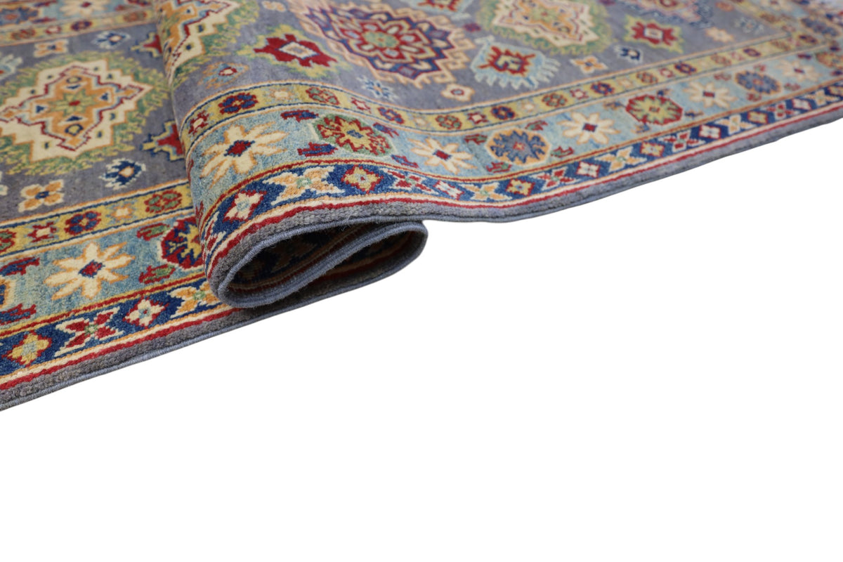 Afghan Kazak Runner 2'7" x 12'11", Hand-Knotted Wool, Gray, view 5