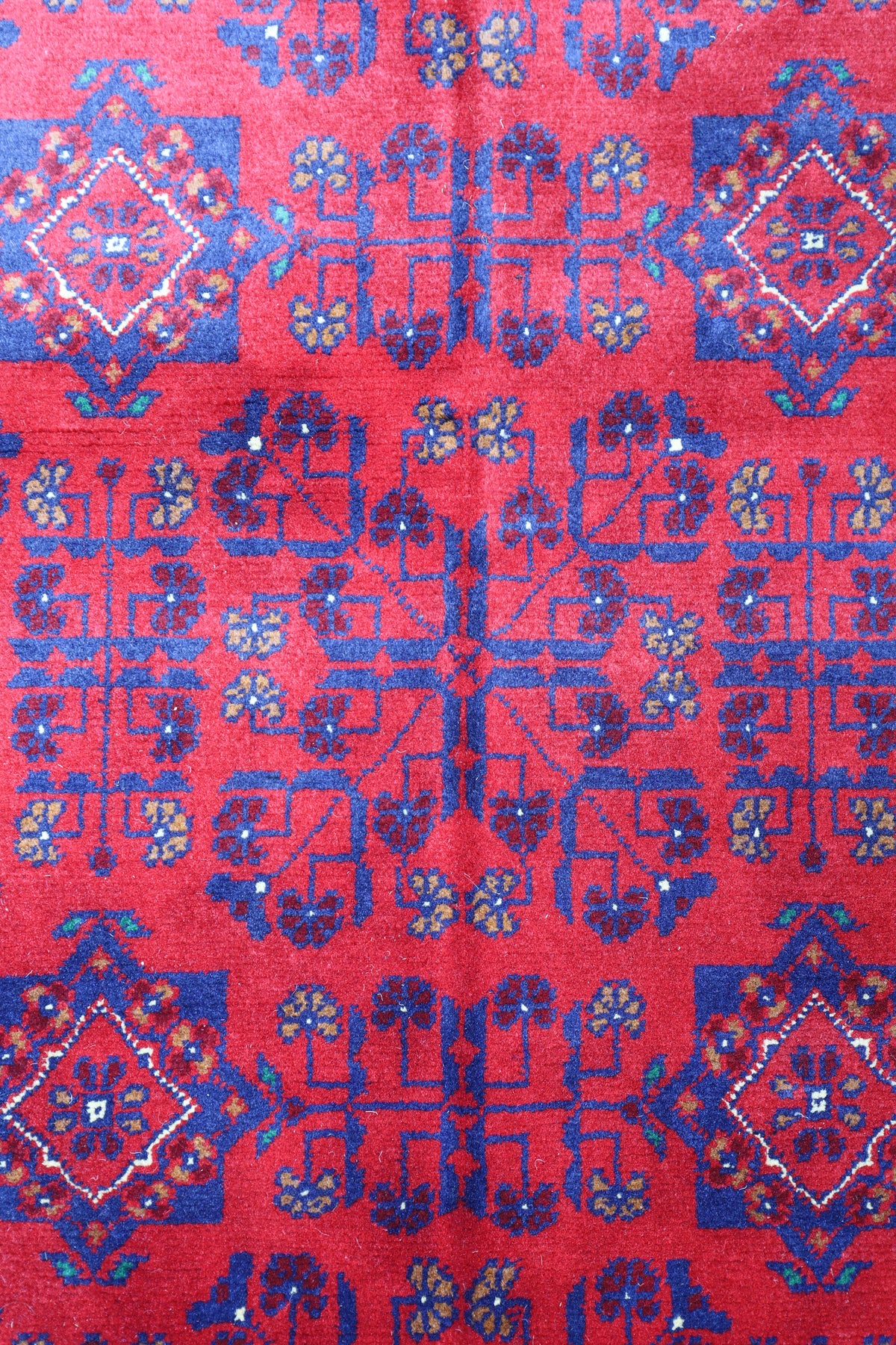 Afghan Turkmen Rug 3x5, Red, Navy & Burgundy, Hand-Knotted Wool, view 4