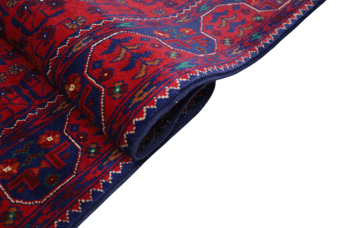 Afghan Turkmen Rug 3x5, Red, Navy & Burgundy, Hand-Knotted Wool, view 5