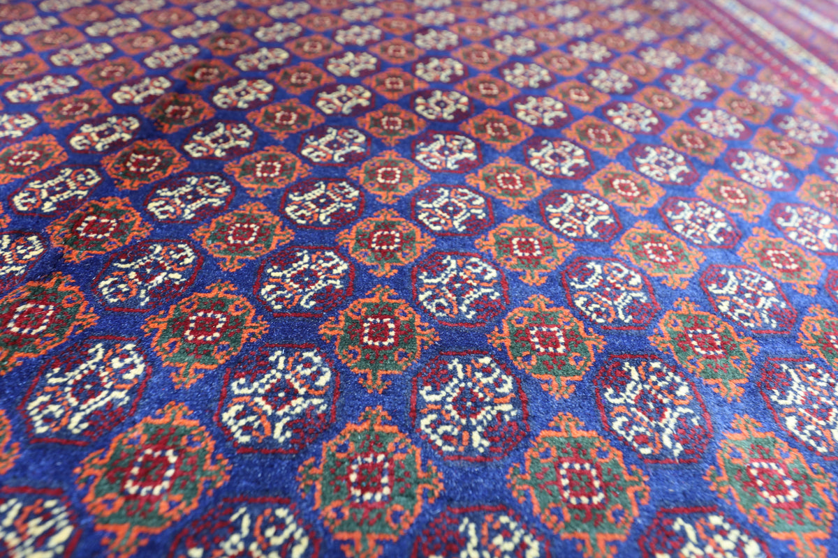 Afghani Rug 7x10 size range tribal Red Blue laid flat
