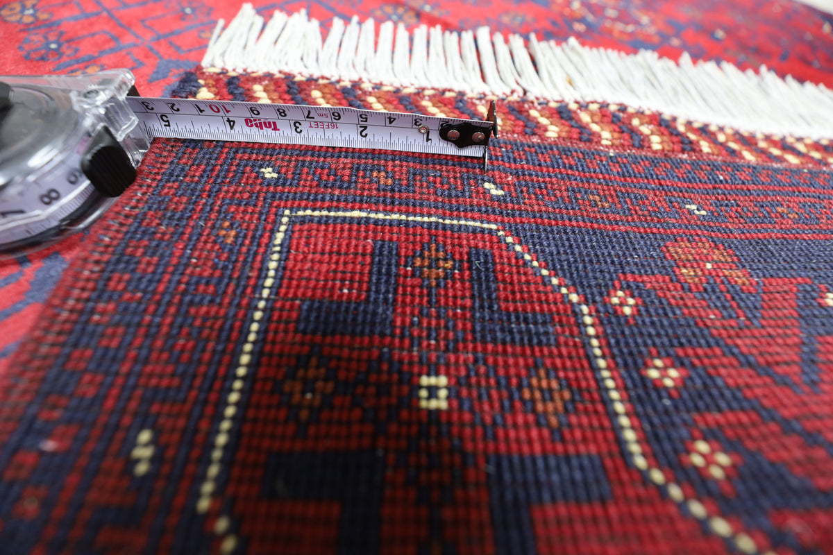 Afghani Rug 4x6 size range tribal Red Blue laid flat