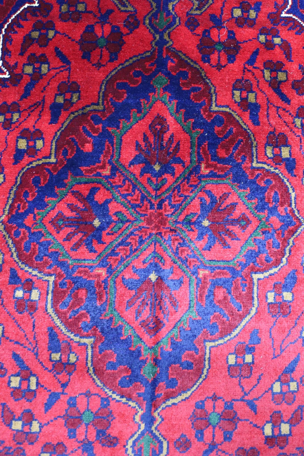 Afghani Rug 4x6 size range floral Red Blue laid flat