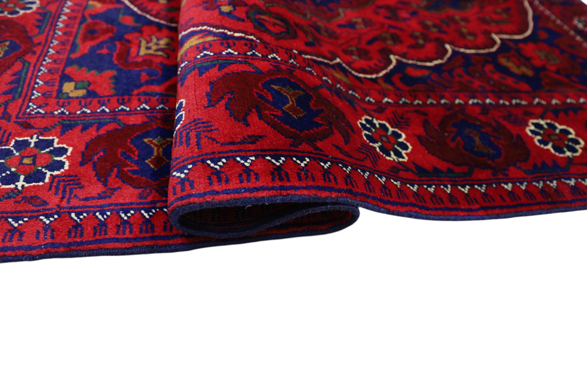 Afghani Rug 4x6 size range floral Red Blue laid flat