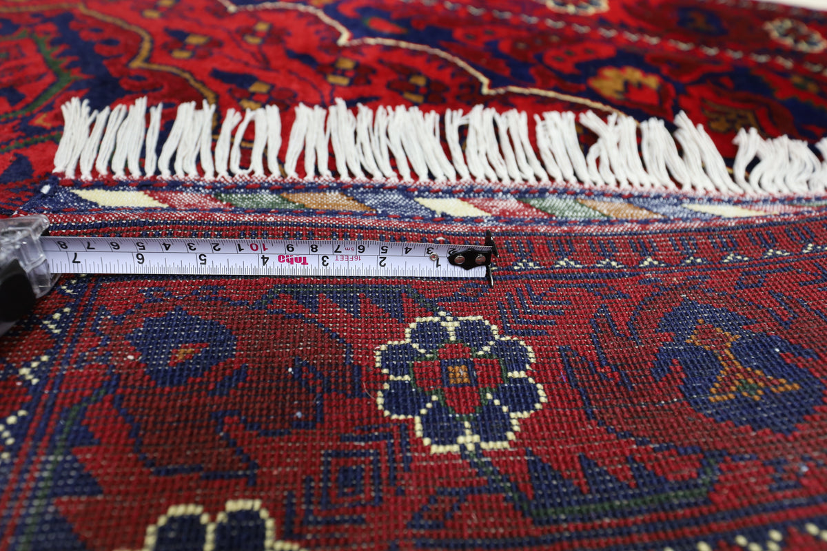 Afghani Rug 4x6 size range floral Red Blue laid flat