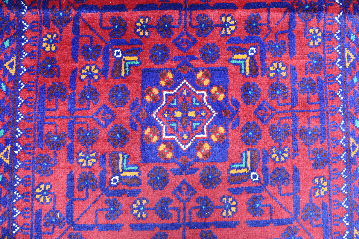 Afghani Runner runner size range tribal Red Blue laid flat