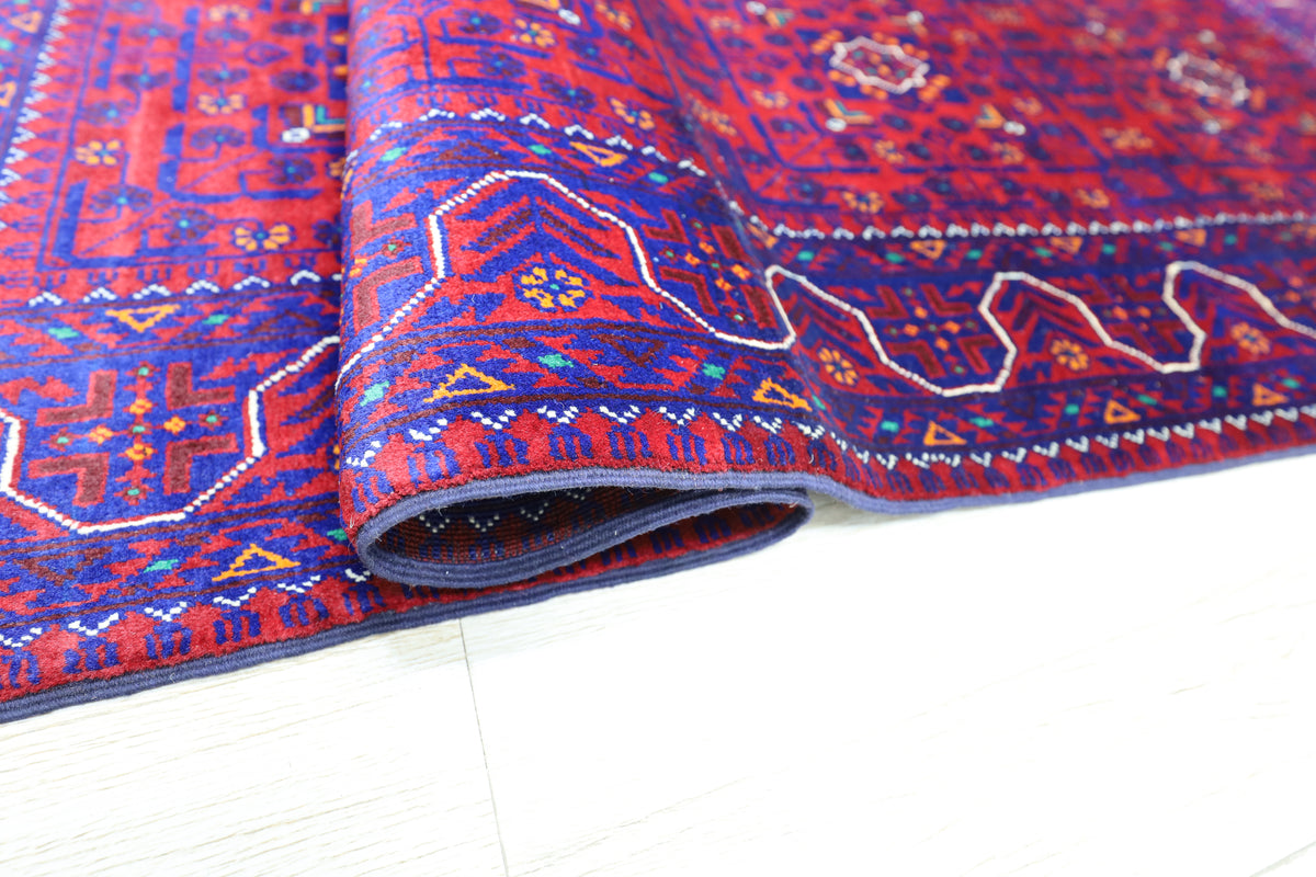 Afghani Runner runner size range tribal Red Blue laid flat