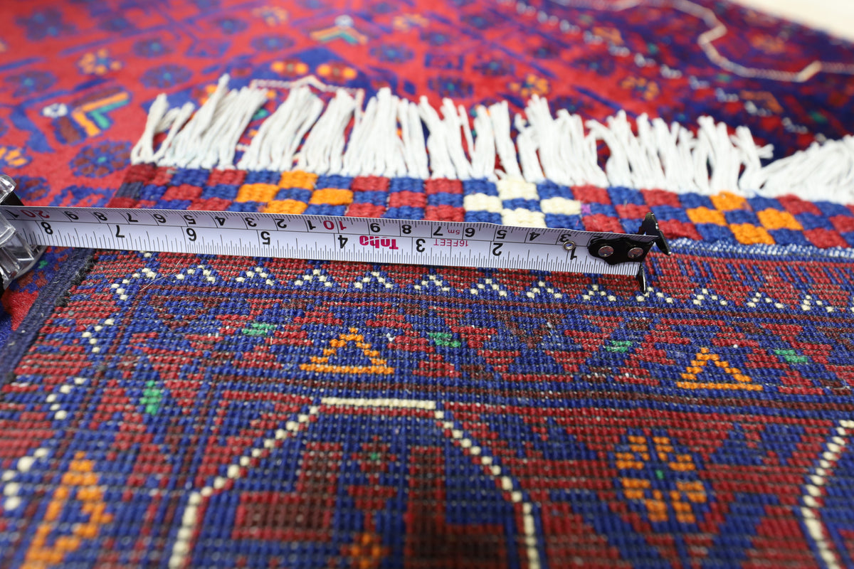 Afghani Runner runner size range tribal Red Blue laid flat