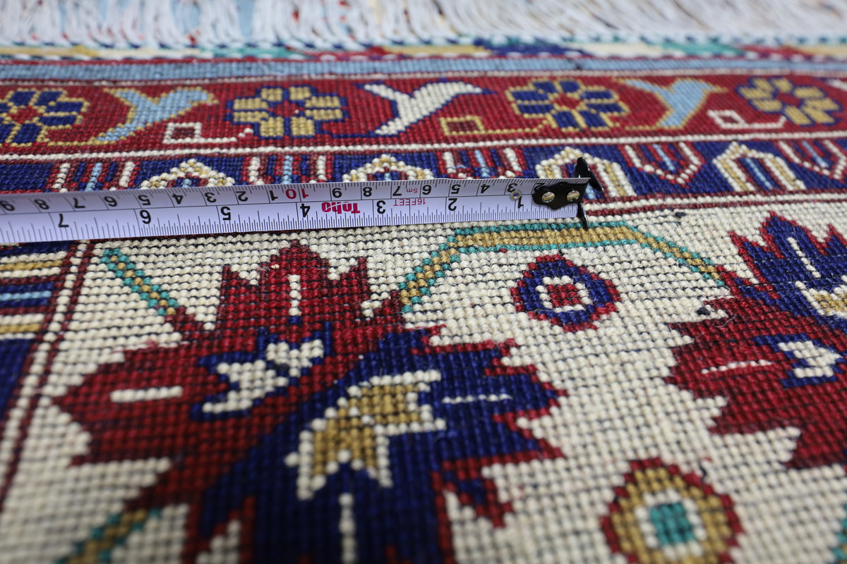 Afghani Rug 7x10 size range tribal Red Blue laid flat