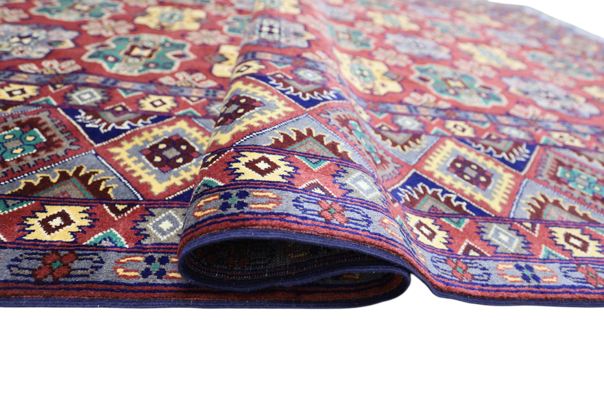 Afghan Bakhtiari Rug 6'7" x 10'1", Hand-Knotted Wool, Red & Cream, view 5