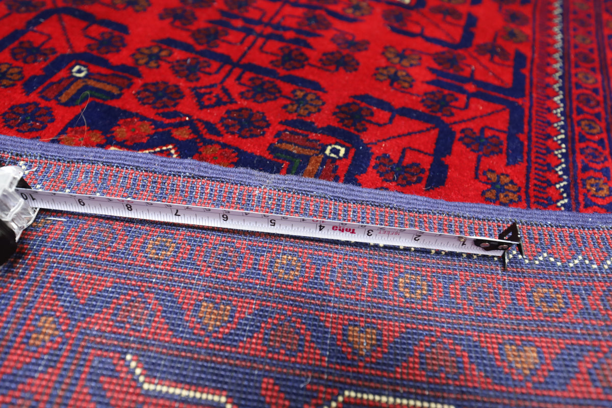 Afghan Turkmen Stars Rug 7x10, Red, Navy, Burgundy & Ivory, Hand-Knotted Wool, view 6