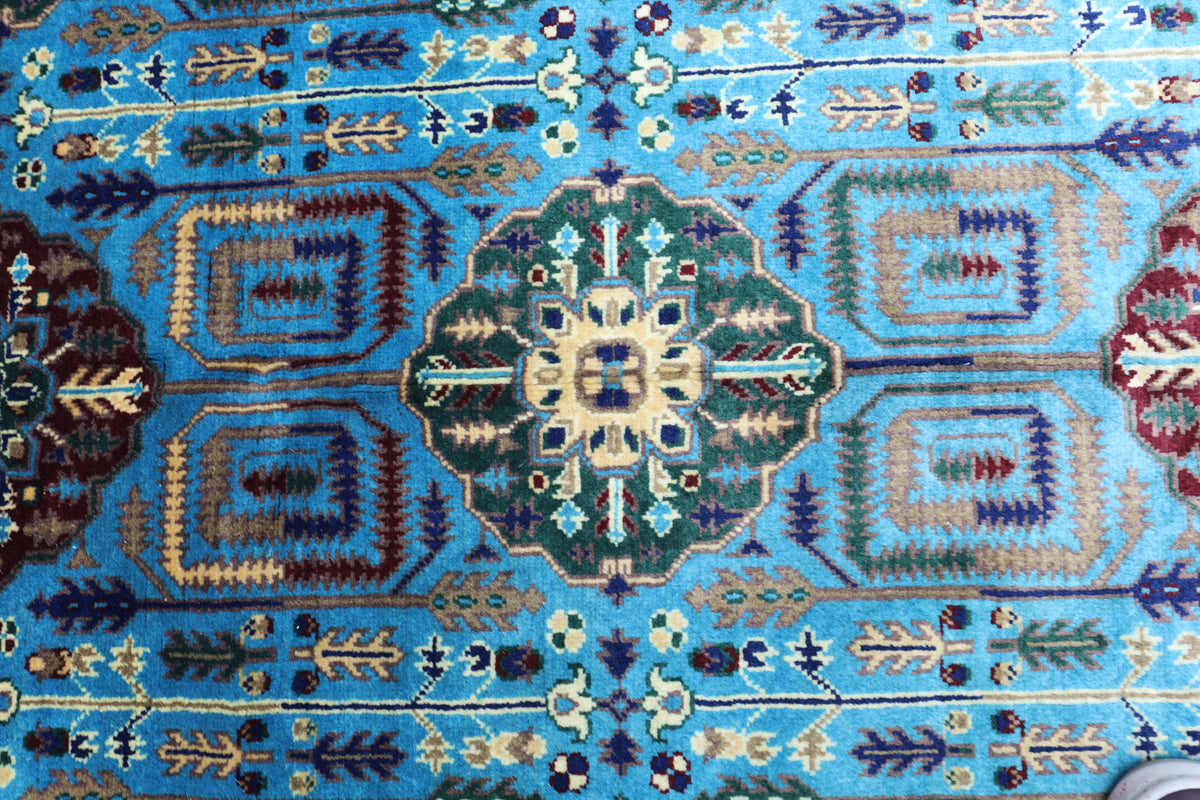 Afghani Rug 5x8 size range tribal Blue laid flat