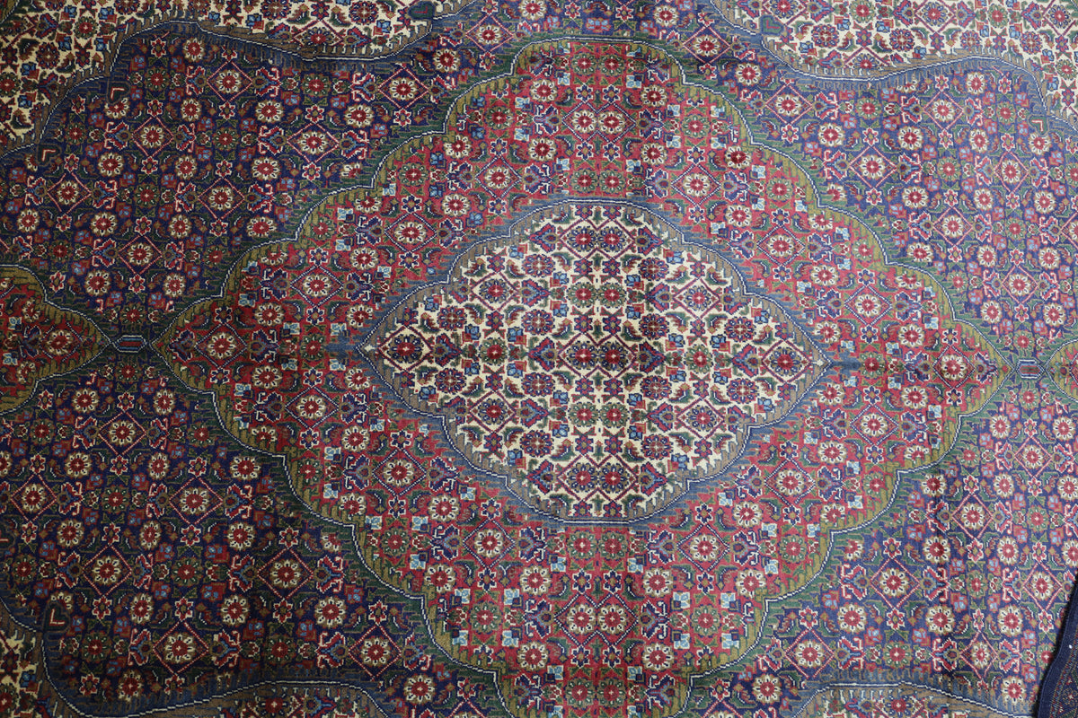 Afghani Rug 7x10 size range tribal Red Cream laid flat