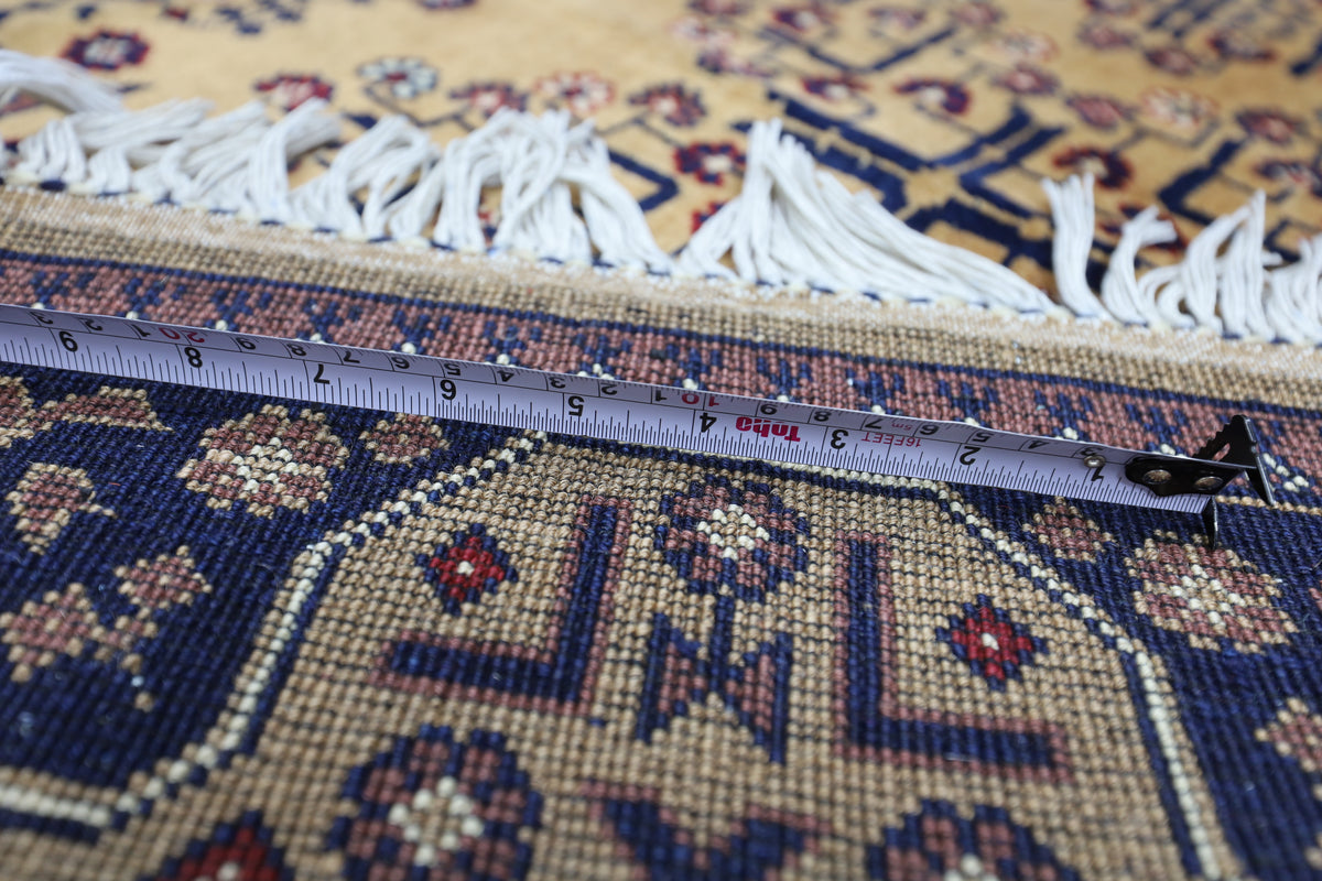 Afghan Bukhara Rug 4' x 5'11", Hand-Knotted Wool, Beige, view 6