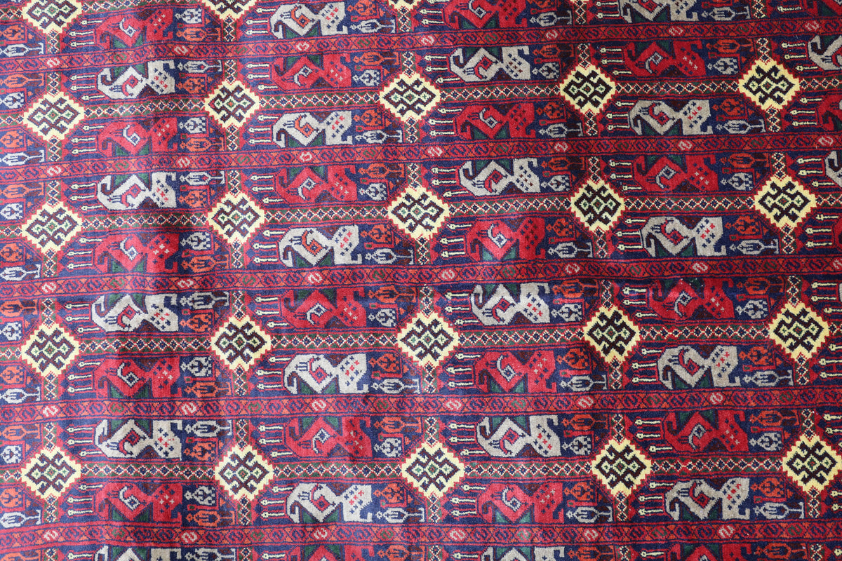Afghan Rug 6x10, Red, Burgundy & Gold, Hand-Knotted Wool, view 5