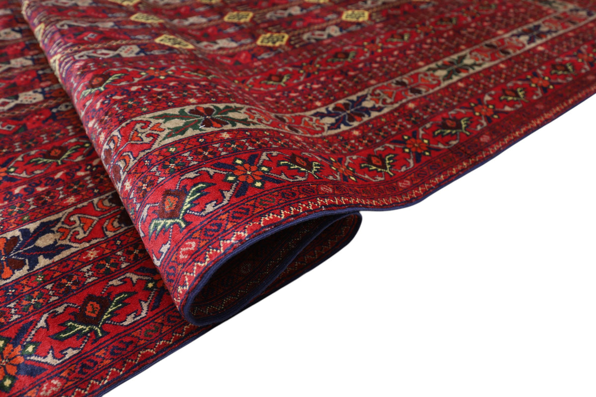 Afghan Rug 6x10, Red, Burgundy & Gold, Hand-Knotted Wool, view 4