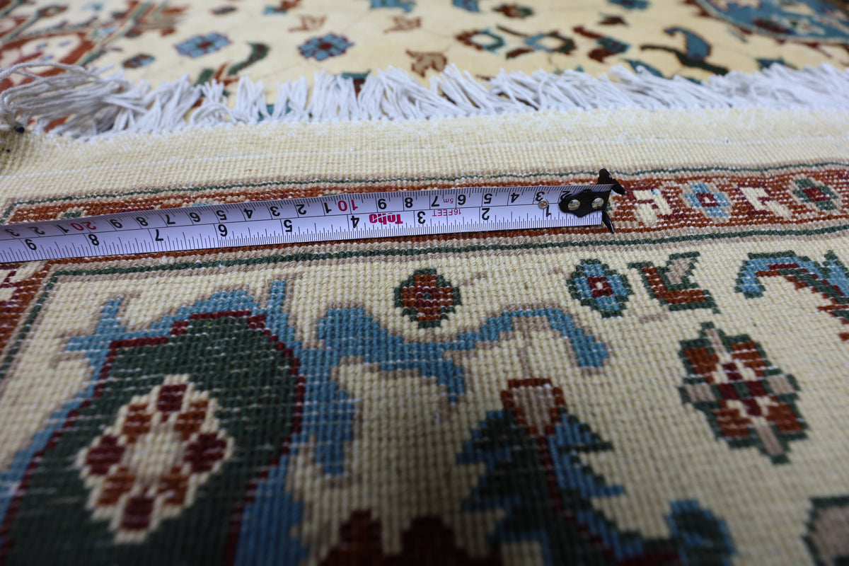 Afghan Rug 5x7, Ivory, Red & Navy, Hand-Knotted Wool, view 6