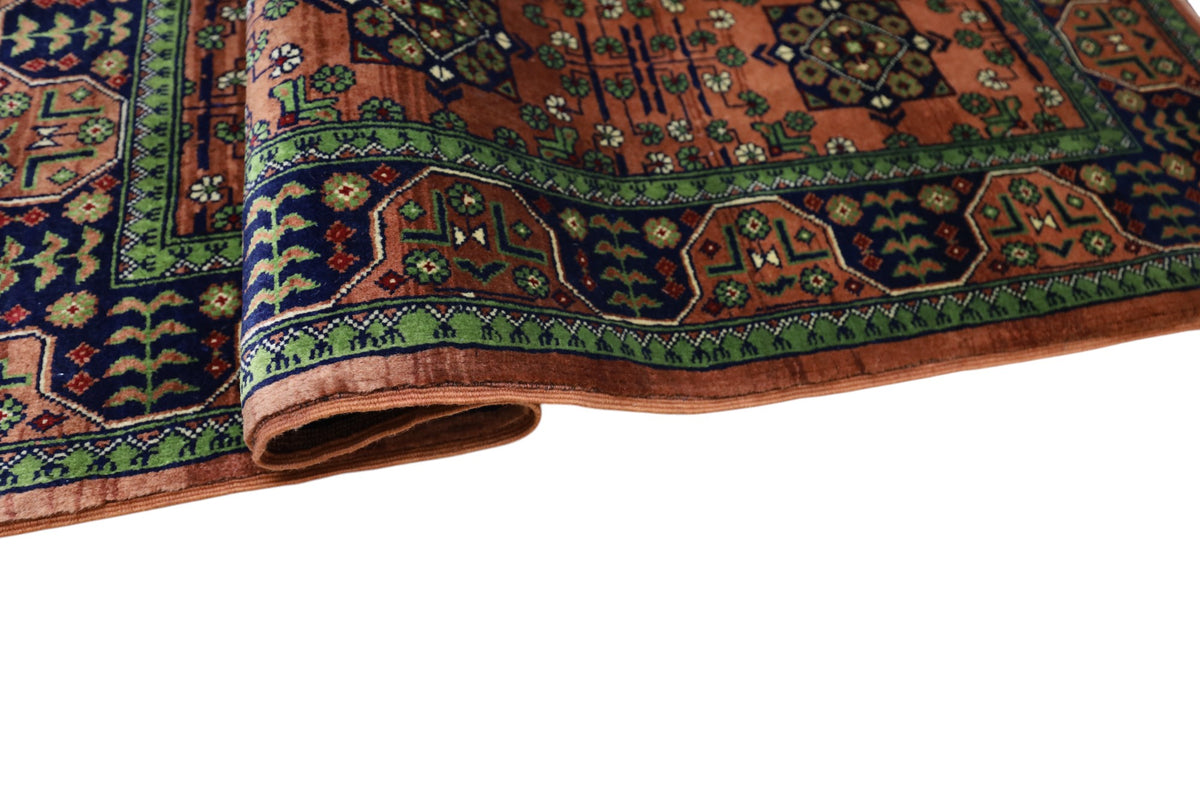 Afghan Bukhara Rug 3'5" x 4'10", Hand-Knotted Wool, Beige, view 4