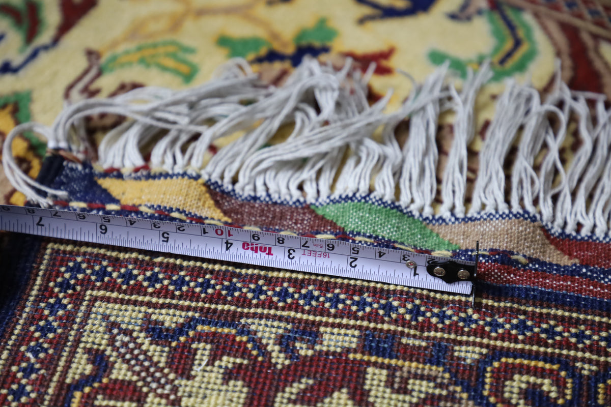 Afghan Runner 3x16, Yellow, Red & Navy, Hand-Knotted Wool, view 6