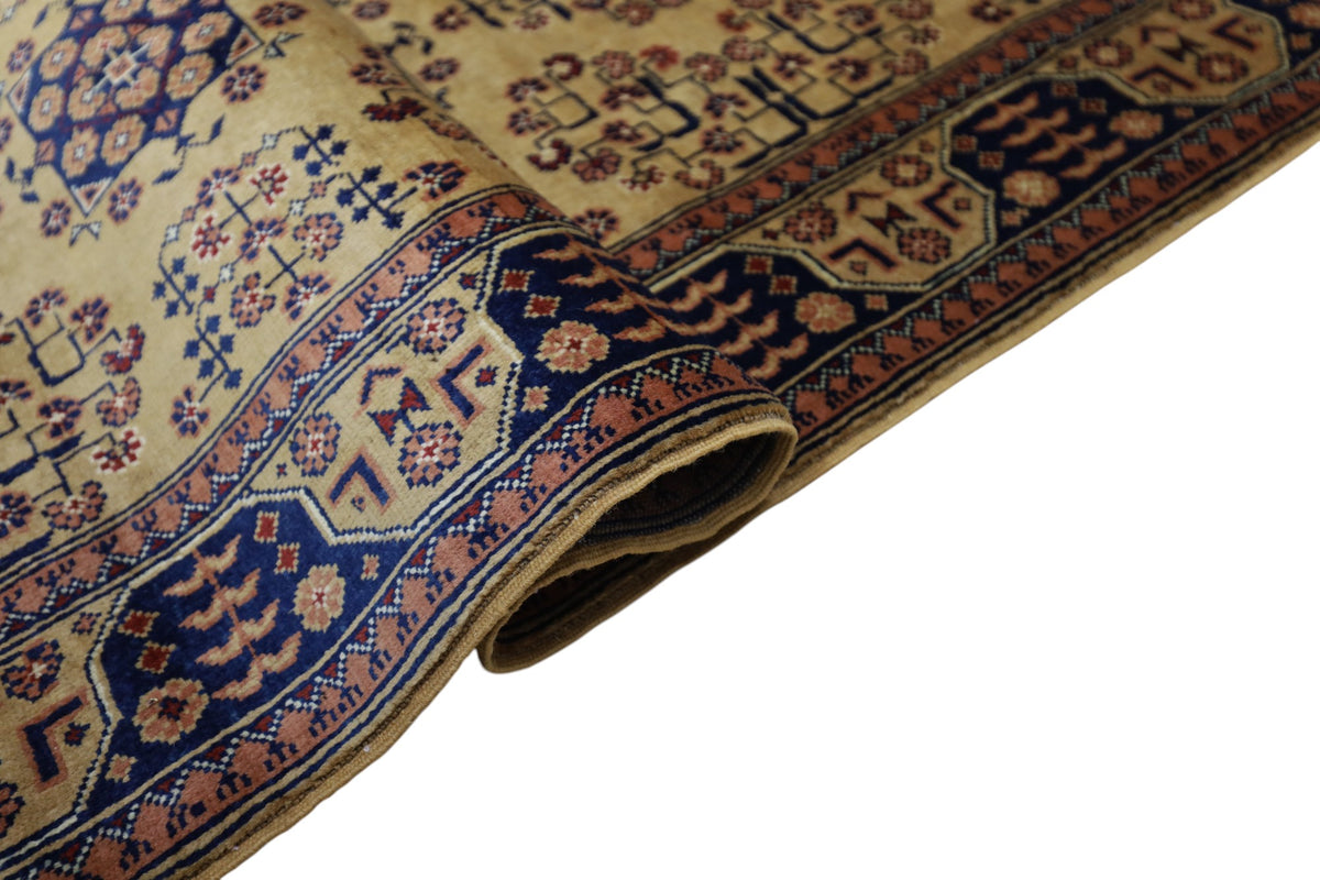 Afghan Bukhara Runner 2'10" x 9'11", Hand-Knotted Wool, Beige, view 5