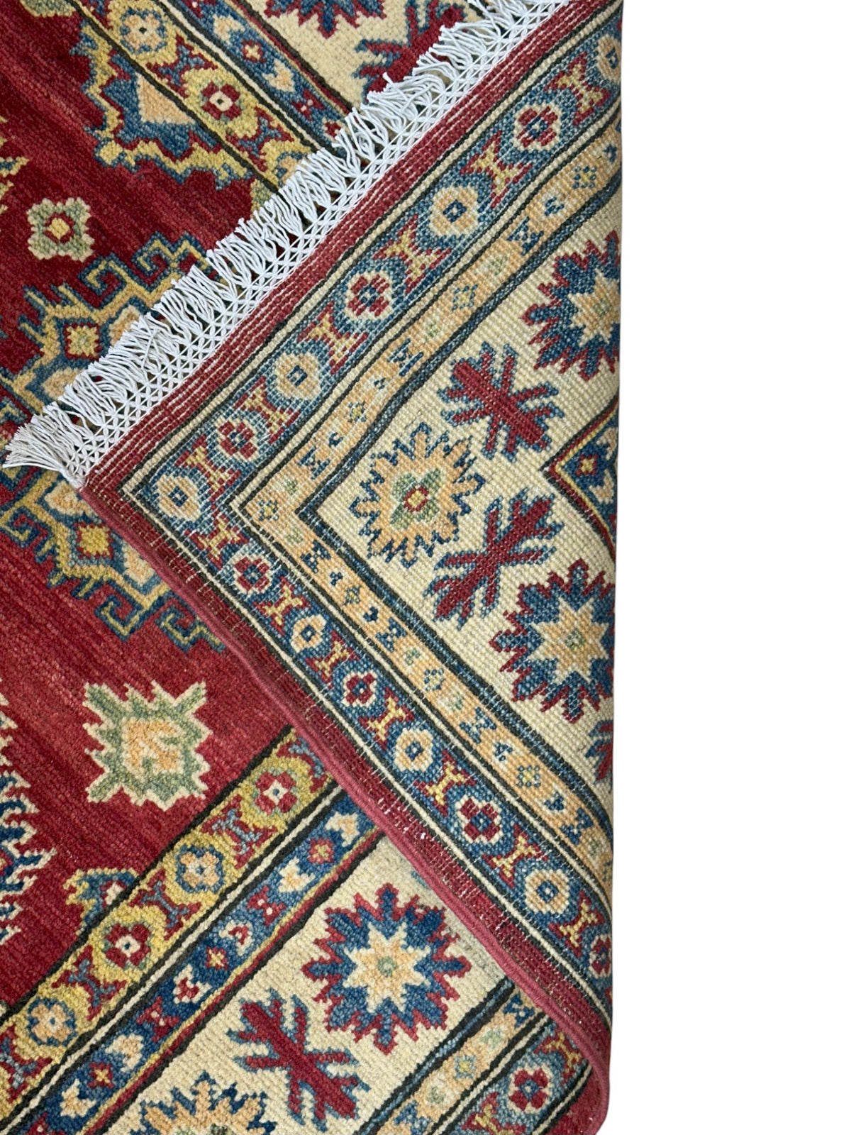 Afghan Kazak Tribal Rug 5x7, Red, Gold & Ivory, Hand-Knotted Wool, view 4