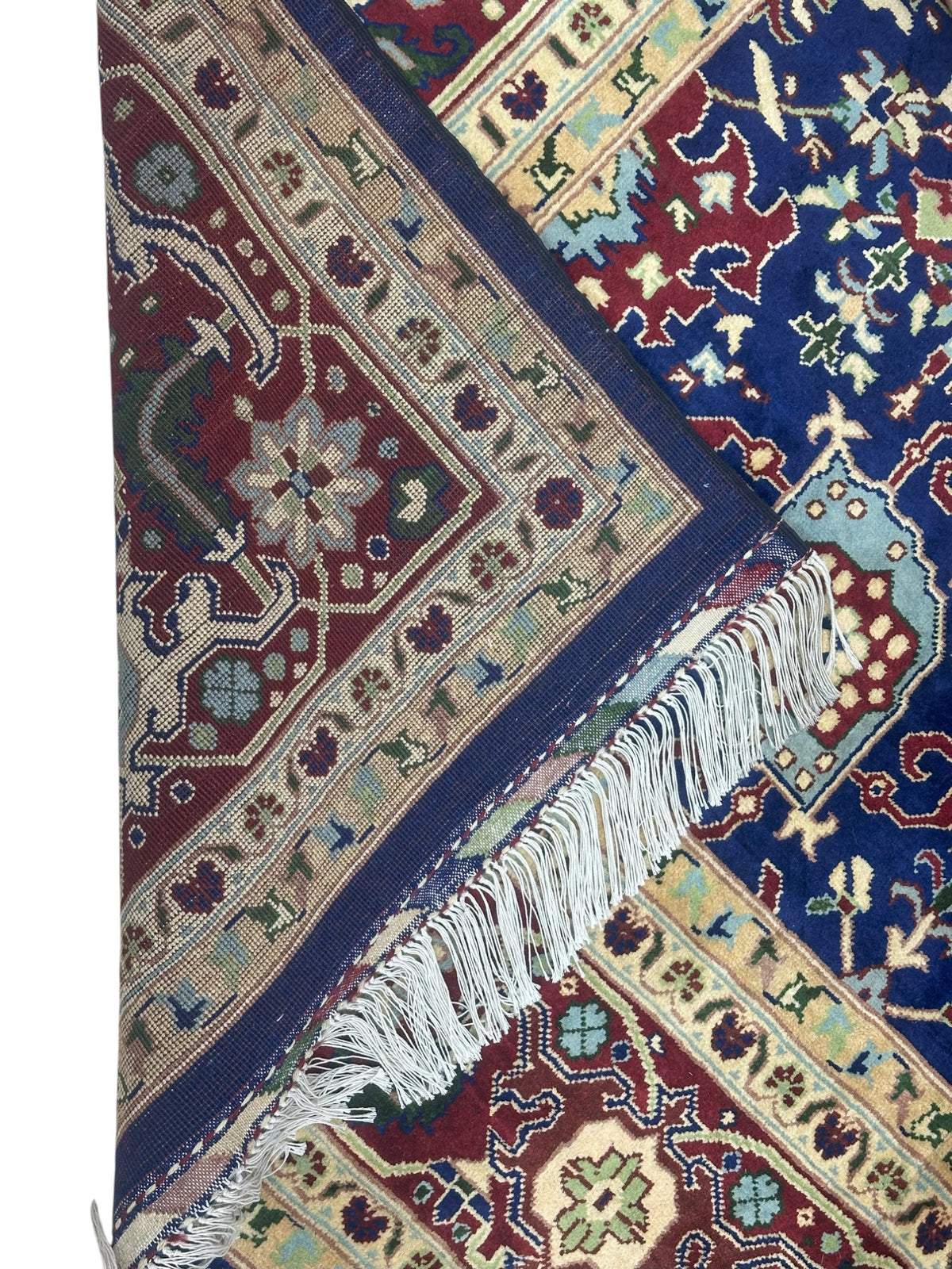 Afghan Rug 7x10, Navy, Burgundy & Beige, Hand-Knotted Wool, view 3