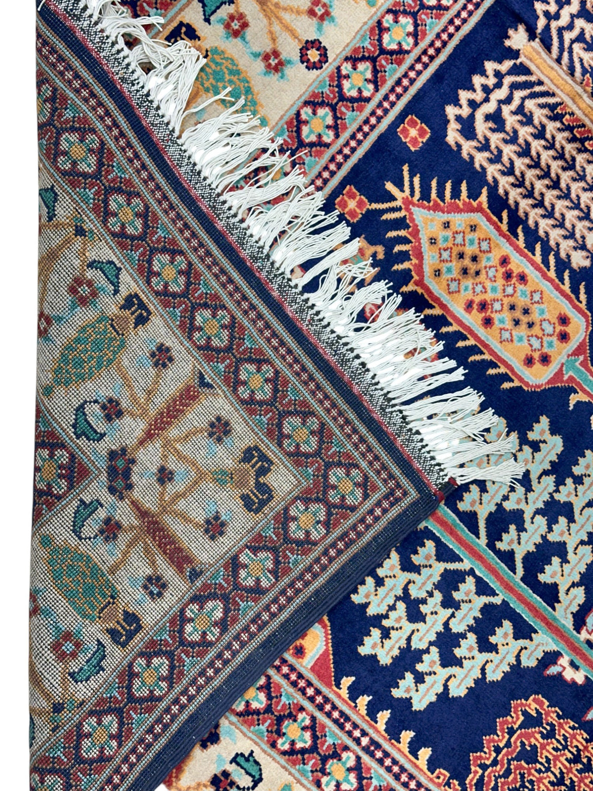 Afghan Rug 6x10, Navy, Ivory & Rust, Hand-Knotted Wool, view 3