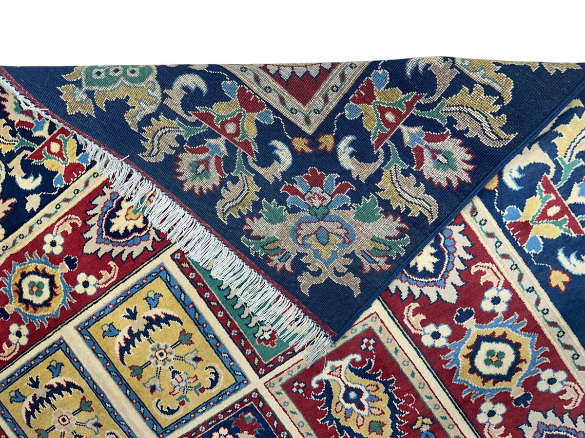 Afghan Bakhtiari Rug 7x10, Navy, Red & Green, Hand-Knotted Wool, view 3