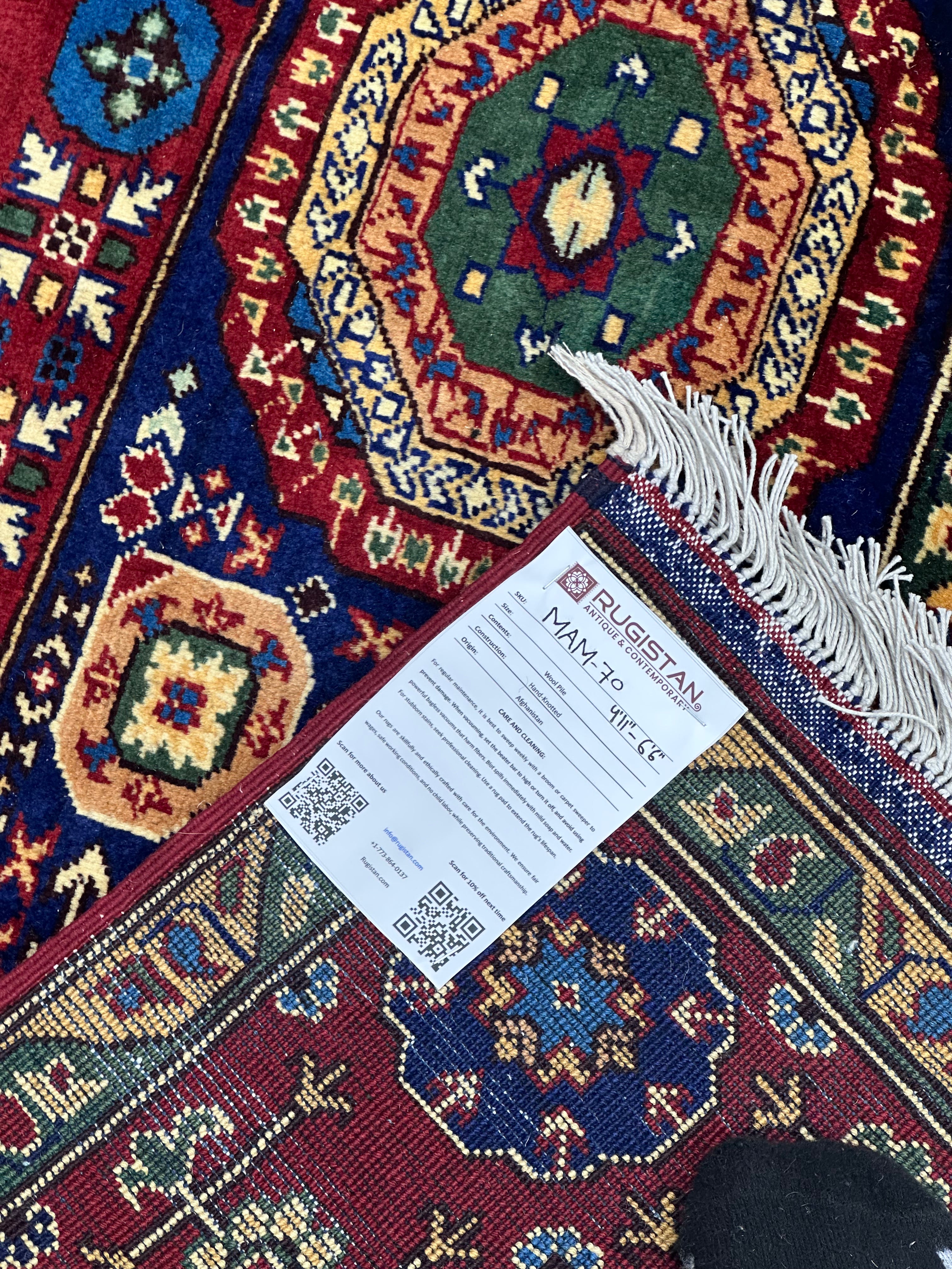 Afghani Rug 5x8 size range tribal laid flat